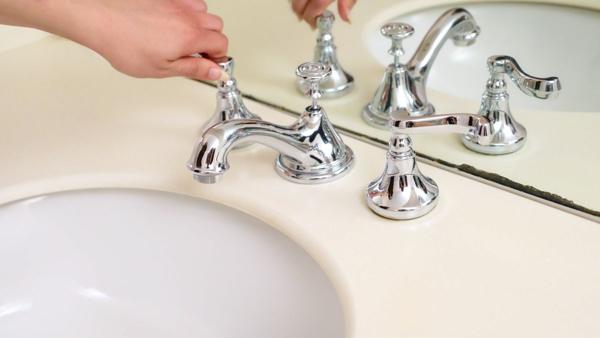 A chrome valve and fixture running soft water that lathers easily and rinses clean