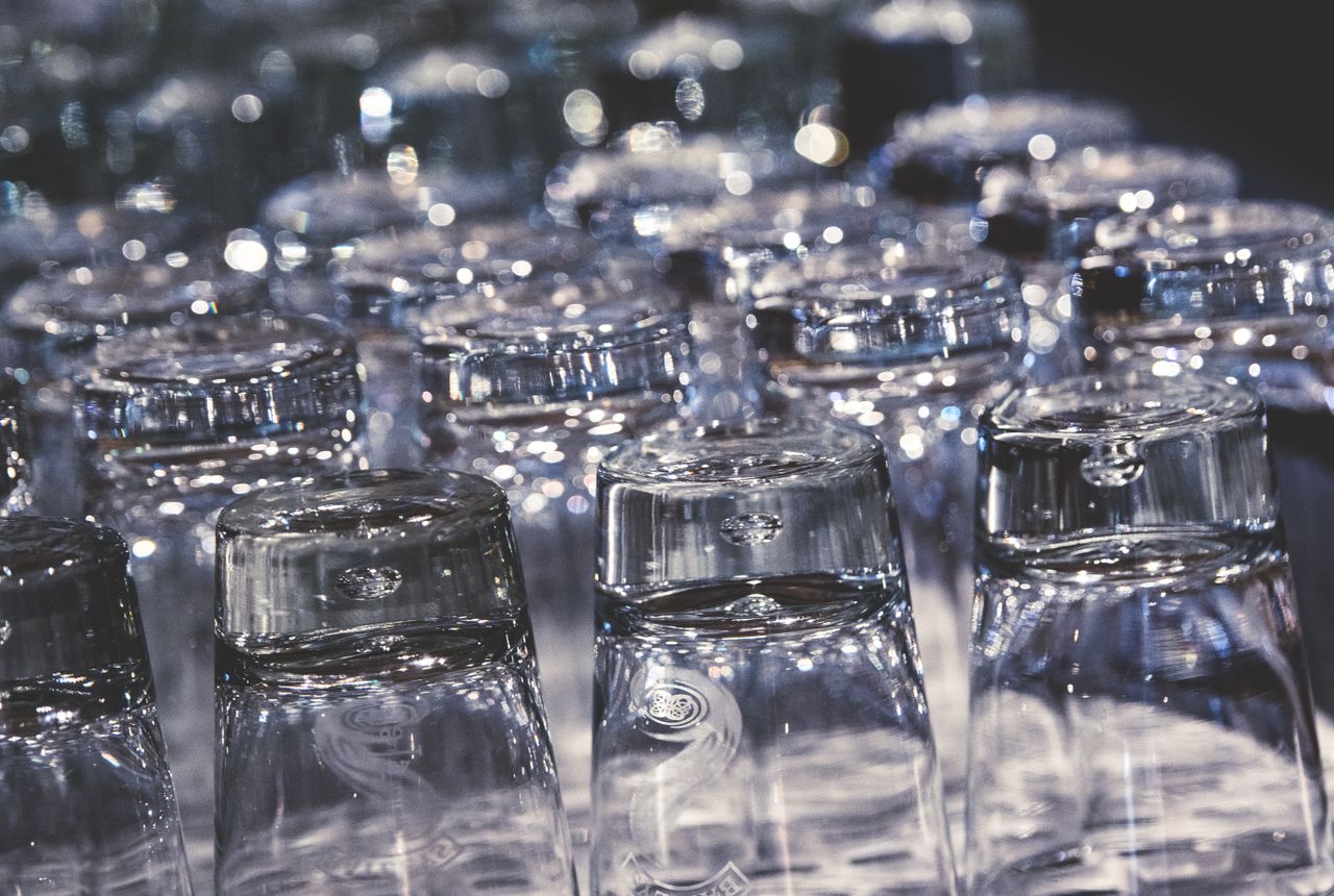 Sparkling, spotless clear glassware kept free of scale and spots by soft water